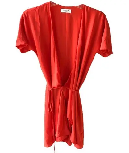 Babaton Aritzia Wallace Red Short Sleeve Tie Mini Wrap Dress, Size XXS