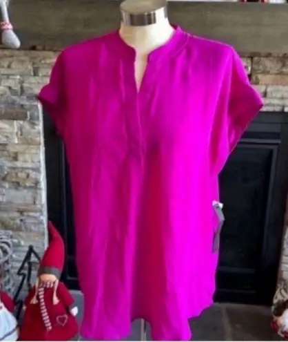 Cynthia Steffe Pink Blouse Relaxed Fit Notched Collar