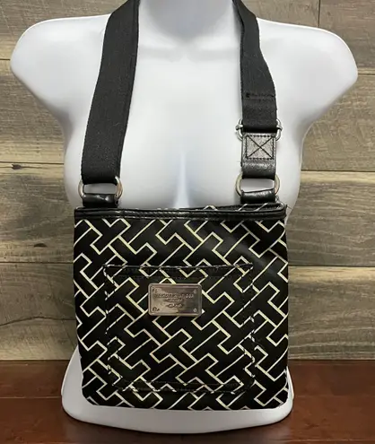 Tommy Hilfiger Monogrammed Black and Cream Crossbody Purse