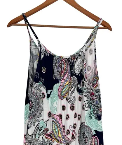 Lascana Blouson Sleeveless Mini Dress in Blue Multi Paisley size 8 Tie Waist