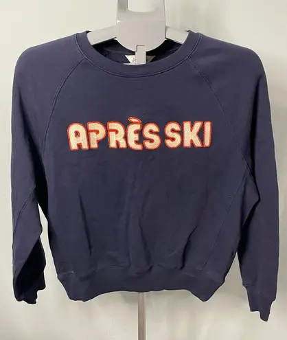 J.Crew Apres Ski Sweatshirt Womens XS Embroidered Cozy Winter Pullover Blue