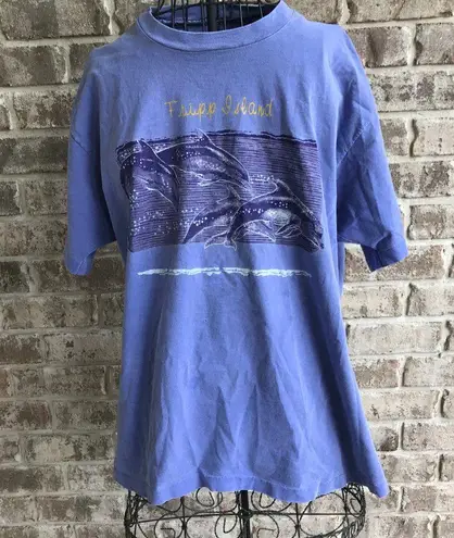 Fripp Island SC T Shirt Dolphins Ocean Vintage 90s Blue Size M
