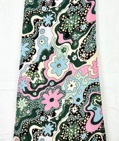 Celia B Retro Floral Maxi Dress Size XS Spaghetti Strap Vibrant Colorful Pink