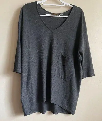 Kerisma  Gray Quarter Sleeve Oversized Mercerized Wool Blend Blouse -Large