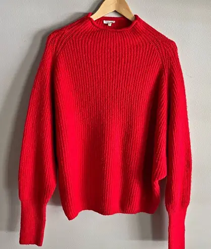 JODIFL Red Ribbed Knit Sweater L Oversized Slouchy Pullover Cozy Chunky Knitwear