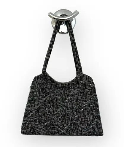 Vintage 50ās: Magid 𣓠Mini Beaded Top Handle Handbag Evening Bag 𣓠Black š£“