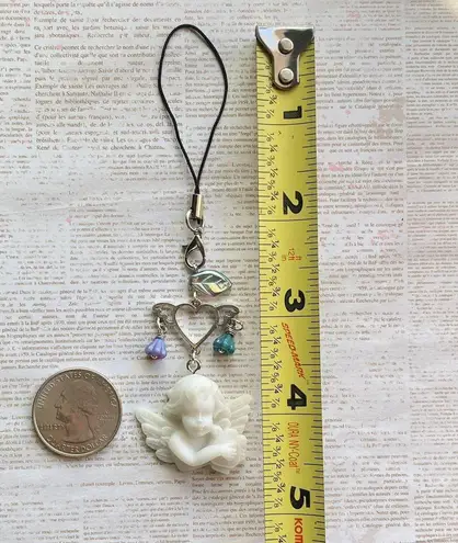 Handmade aesthetic Kawaii fairy vintage antique goth style angel/cherub phone strap/bag charm/keychain/display👼❤️