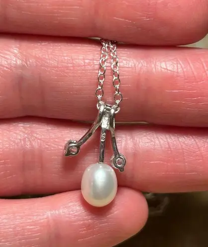 Pearl & CZ Silver Tone Necklace