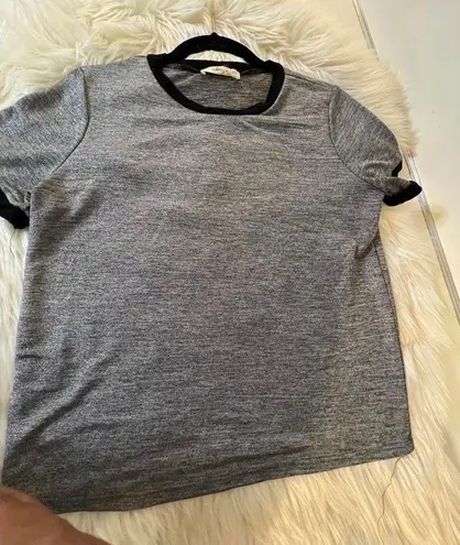 Gaze Silver Metallic Crew Neck Tee Size M