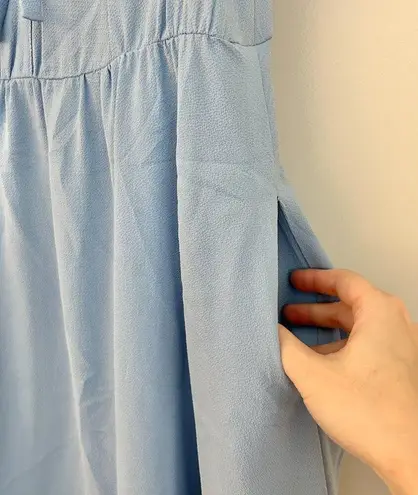 Gal Meets Glam Ellie Crepe Puff Sleeve Light Blue Bow Dress Size 2