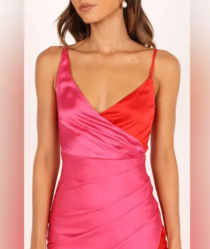 Petal and Pup LIPA COLOURBLOCK MIDI SLIP DRESS - PINK/RED, Size Small, $89