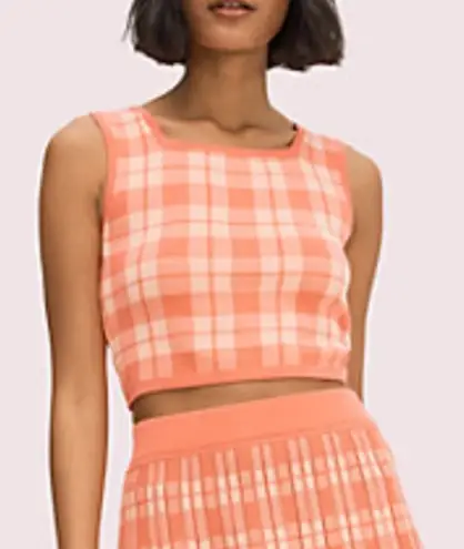Kate Spade  NEW YORK Plaid Sleeveless‎ Sweater In Lychee XS - Image 1
