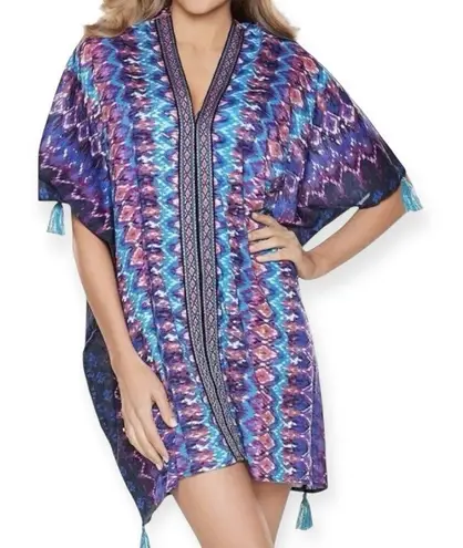 MiracleSuit NWT Bella Alba Cotton Caftan Cover-Up Tassel Kimono size L Beach - Image 1