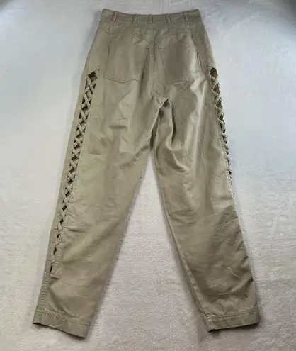 VTG 90s Together 4 Jeans Open Cross Peek A Boo Sides High Waist Jean Pleated Tan