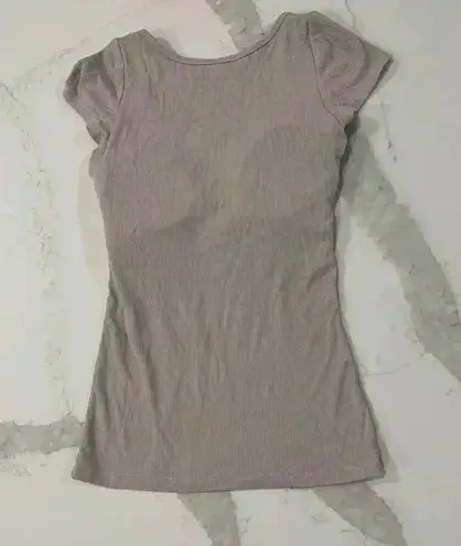 Klassy Network Henley T Shirt Brami Beige Ribbed Short Sleeve Women’s Size XXS