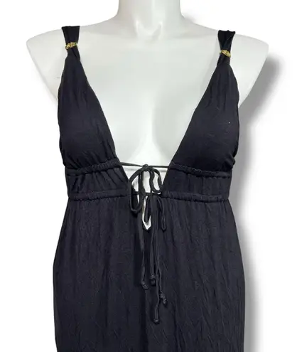 Tropical Escape Tropical Escapes Womens Maxi Dress Swimsuit Coverup Grecian Style Black Large