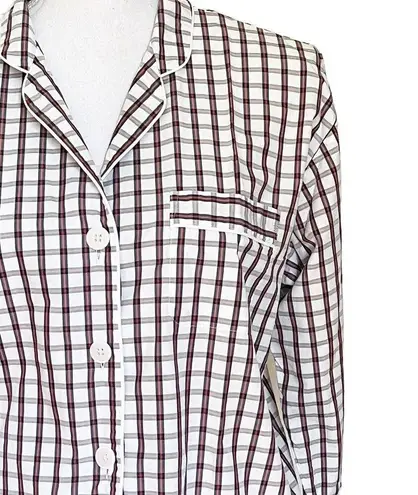Sleepy Jones Pajama Top Women’s Size XS Checkered Button Up Long Sleeve White - Image 3