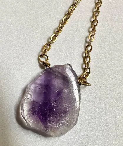Luna Norte Raw amethyst gold plated pendant necklace Purple
