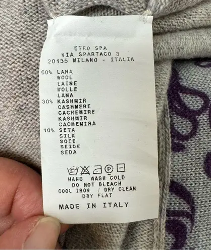 Etro Art Deco Wool Cashmere Silk Skirt IT44 US 8 Purple