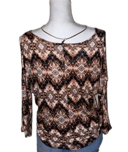 Papaya  Long Sleeve Chevron Shirt