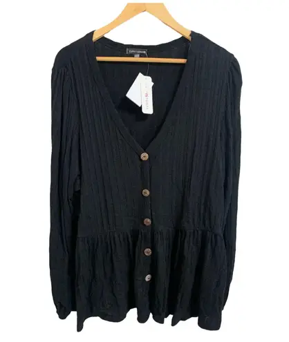 Curvy Sense black Ribbed V