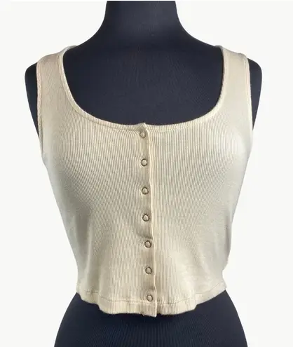 Sézane Women’s Lilou Organic Cotton Crop Corset Tank Top | Medium | Ercu (Cream)