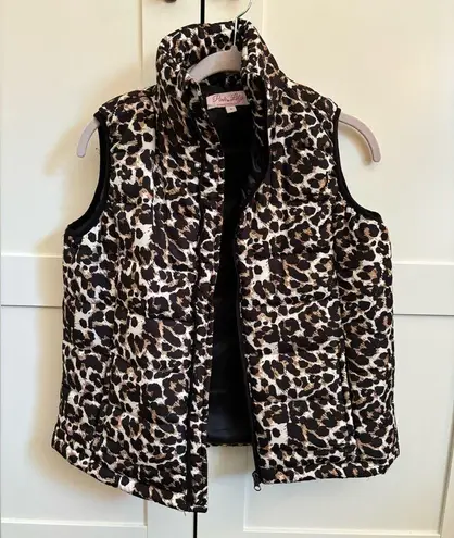 Pink Lily Pink Lilly Leopard print puffer vest size small