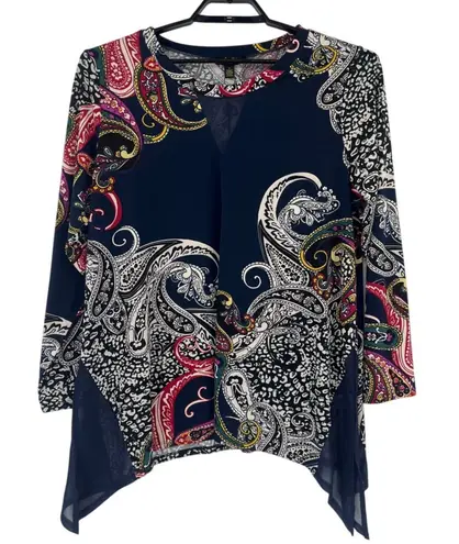 Melissa Paige Paisley Top Sz 2X Boho Artsy Handkerchief Hem Flowy Chiffon NWT