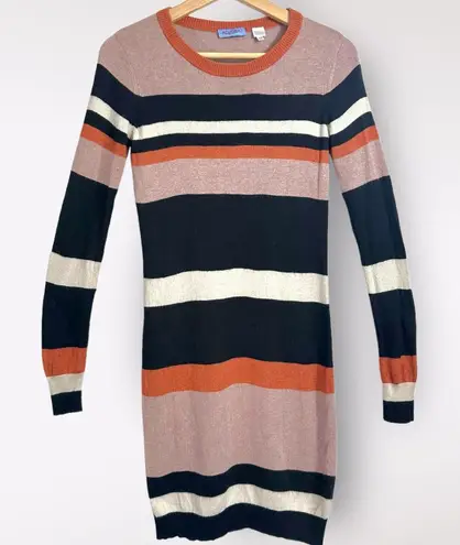 Acrobat | XS Sweater Dress Multi Knit Striped Brown Orange Black Silk Cashmere Pink
