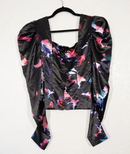 Badgley Mischka New Black Bustier Floral Top Size 6