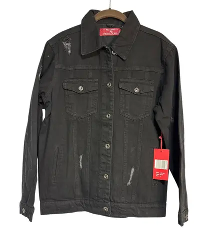 Red Label Patrol Jeans Black Distressed Denim Jacket