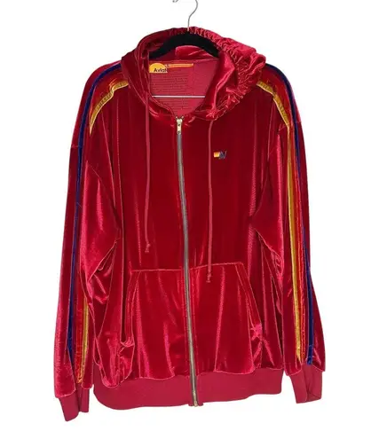 Aviator Nation  5 Stripe Velour Tracksuit Jogger Set Women's Red Size Large thumbnail 1