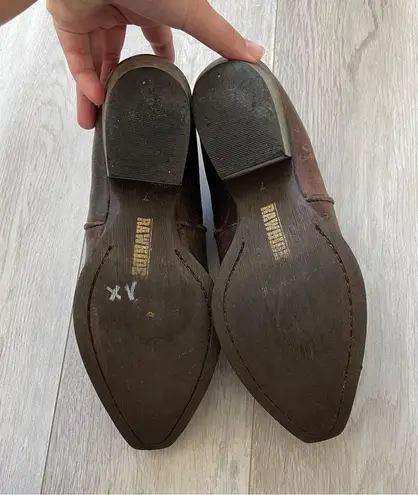 Rawhide Leather Cowboy Western Pointed Toe Ankle Boots Brown (size 7) stagecoach