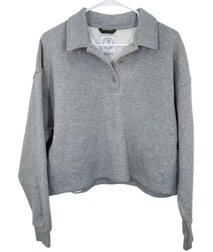 MPG Sport Grey Collared Pullover Sweatshirt Cropped Boxy Athleisure Size Medium - Image 1