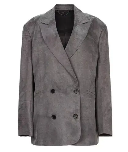 AllSaints Gray Double Breasted Blazer Jacket Relaxed Fit Office Career Size 4