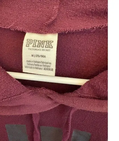 PINK Victoria's Secret Women's Burgundy Hooded Pullover Sweatshirt M Red Size M