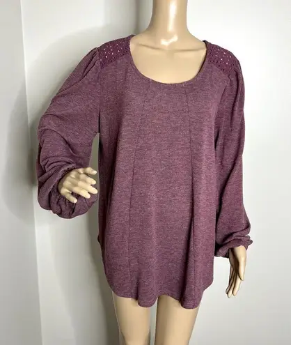 Suzanne Betro Purple Lace Shoulder Sweater