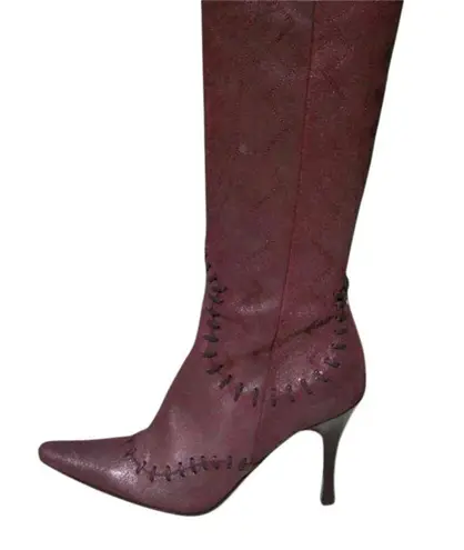 Donald Pliner Couture Wine Metallic Leather Boot Shoe New Over The Knee $695 NWT Size 5.5