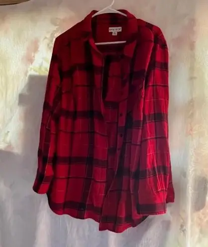 Ava & Viv Women's  Red Plaid Flannel Shirt 3X Holiday Top