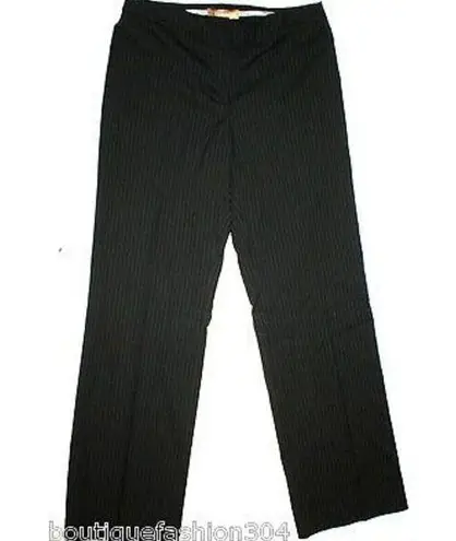 Ellen Tracy NWT $100 Straight Leg Pants Work 6 Black Stripes 30 X 32 Womens New
