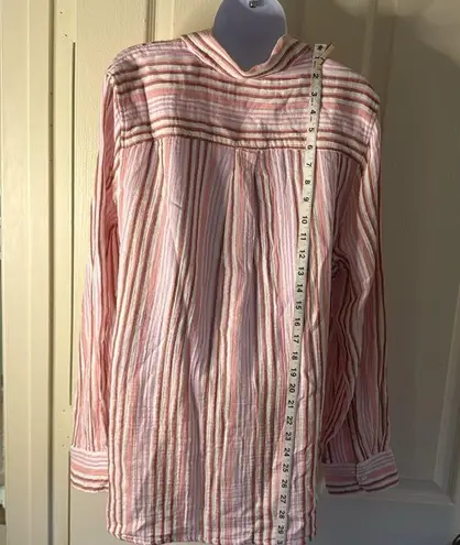 Caslon (r) Stripe Gauze Shirt Ivory Cloud- Pink