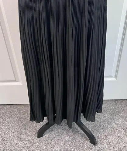 Arden B Sz M Black Fully Pleated Chiffon High Low Maxi Skirt