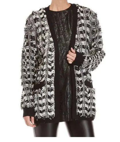 Religion women's M medium fringe yarn open front pocketed cardigan jacket