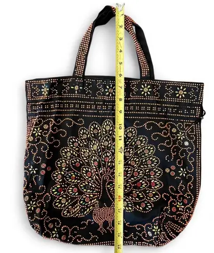 Vintage Peacock Tote Bag Black