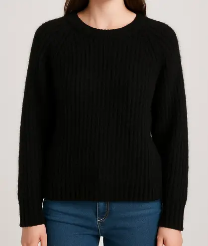 Wild Fable  Black Fuzzy Knit Sweater Long Sleeve Crew Neck Size Medium thumbnail 1