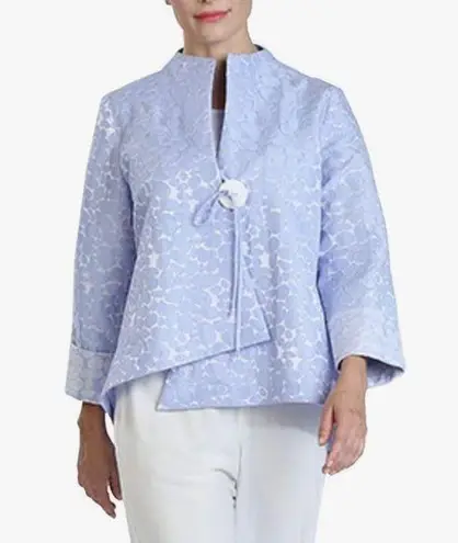 IC Collection Jacquard Asymmetric Jacket, Sky Blue, Pebble Pattern Blue Size XXL