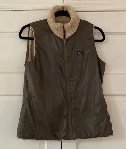 Patagonia  Los Lobos Tan Vest Reversible Deep Pile Retro Fleece Vest Tan Brown