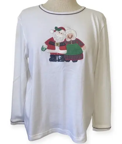 Vintage Y2K Santa Mrs Claus White Tee Shirt Top Christmas Holiday M Size M