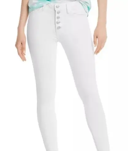 Just Black Jeans High Rise Skinny White Button Fly Frayed Hem Women's Size 26