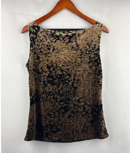 Newport News Medium Animal Print Sleeveless Cowl Neck Top Brown